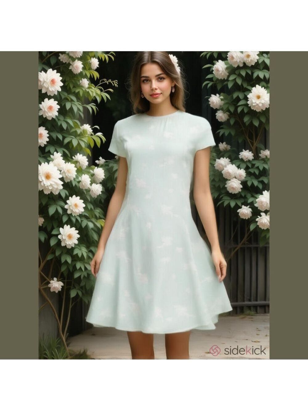 Something Navy Easy Flirty Teal Chalk Etch floral Minidress size medium